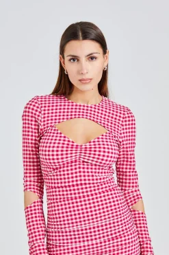 Stretch Seersucker Cutout Mini Dress Love Potion