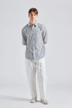 Stripe Button-up Shirt FN-MN-SHIR000777 Black/White