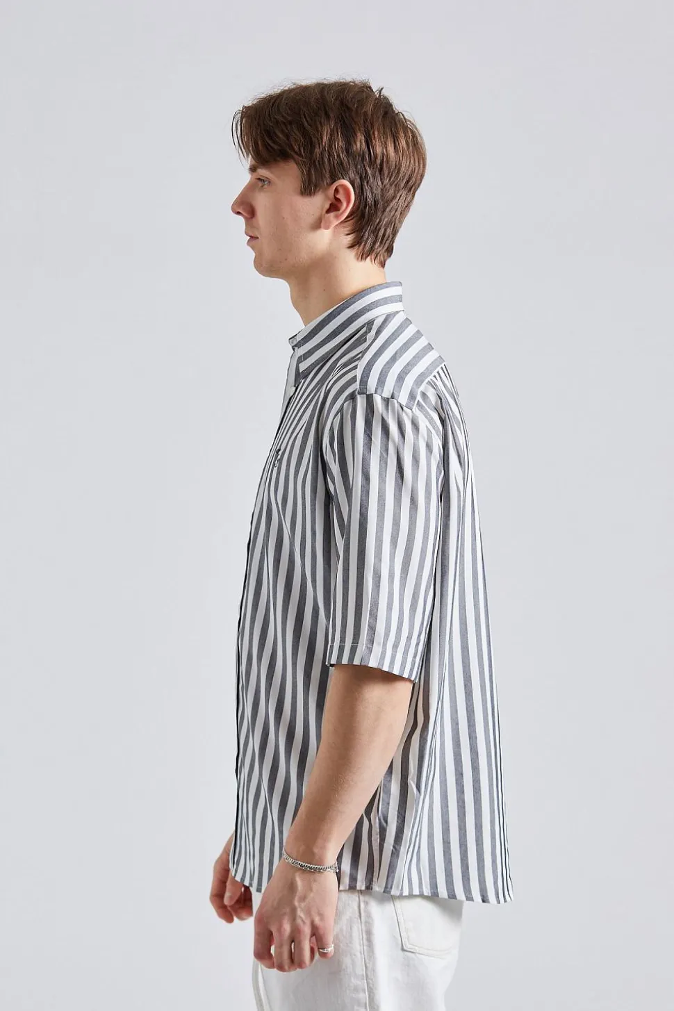 Stripe Button-up Shirt FN-MN-SHIR000777 Black/White