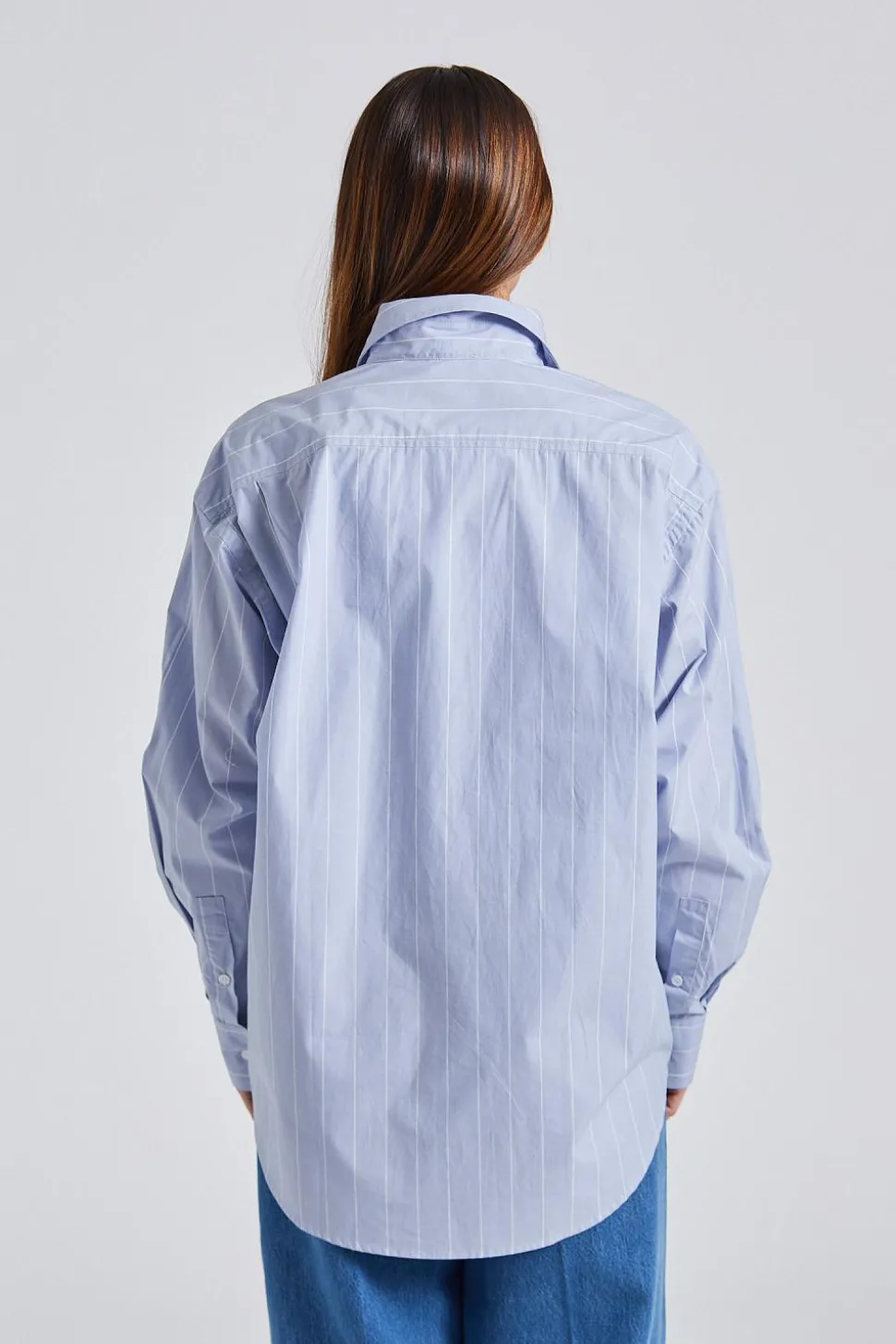 Stripe Poplin Shirt Faded Blue White
