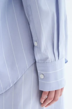 Stripe Poplin Shirt Faded Blue White