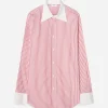 Striped Cotton Shirt White/Dark Red