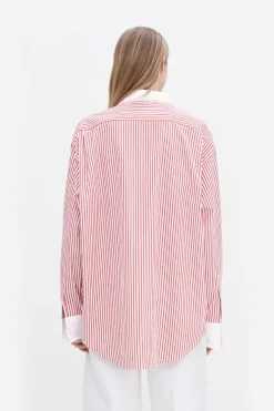 Striped Cotton Shirt White/Dark Red