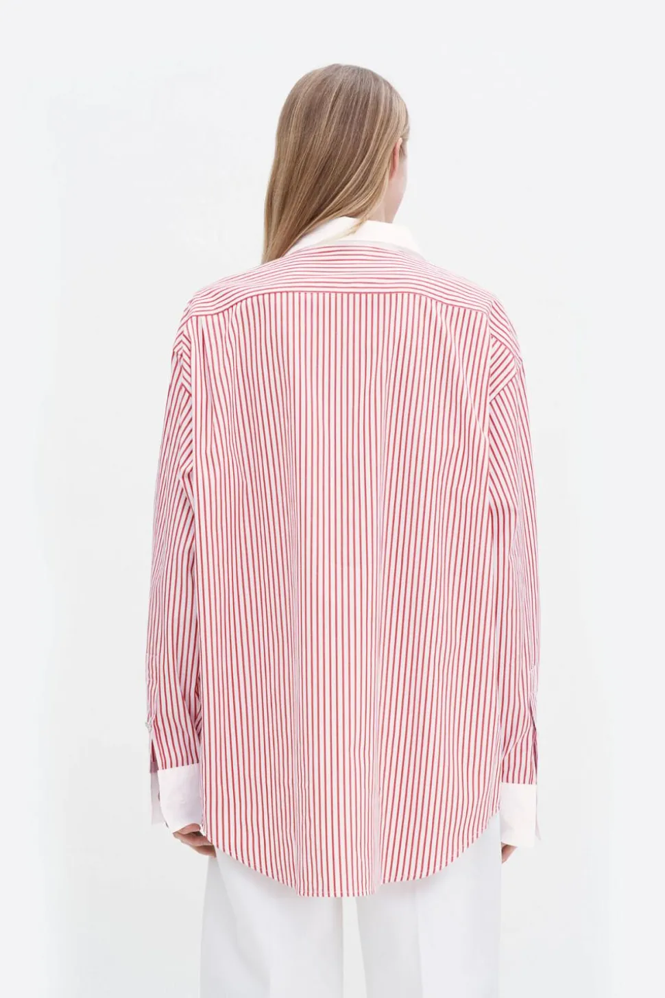 Striped Cotton Shirt White/Dark Red