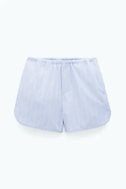 Striped Drawstring Shorts Faded Blue White