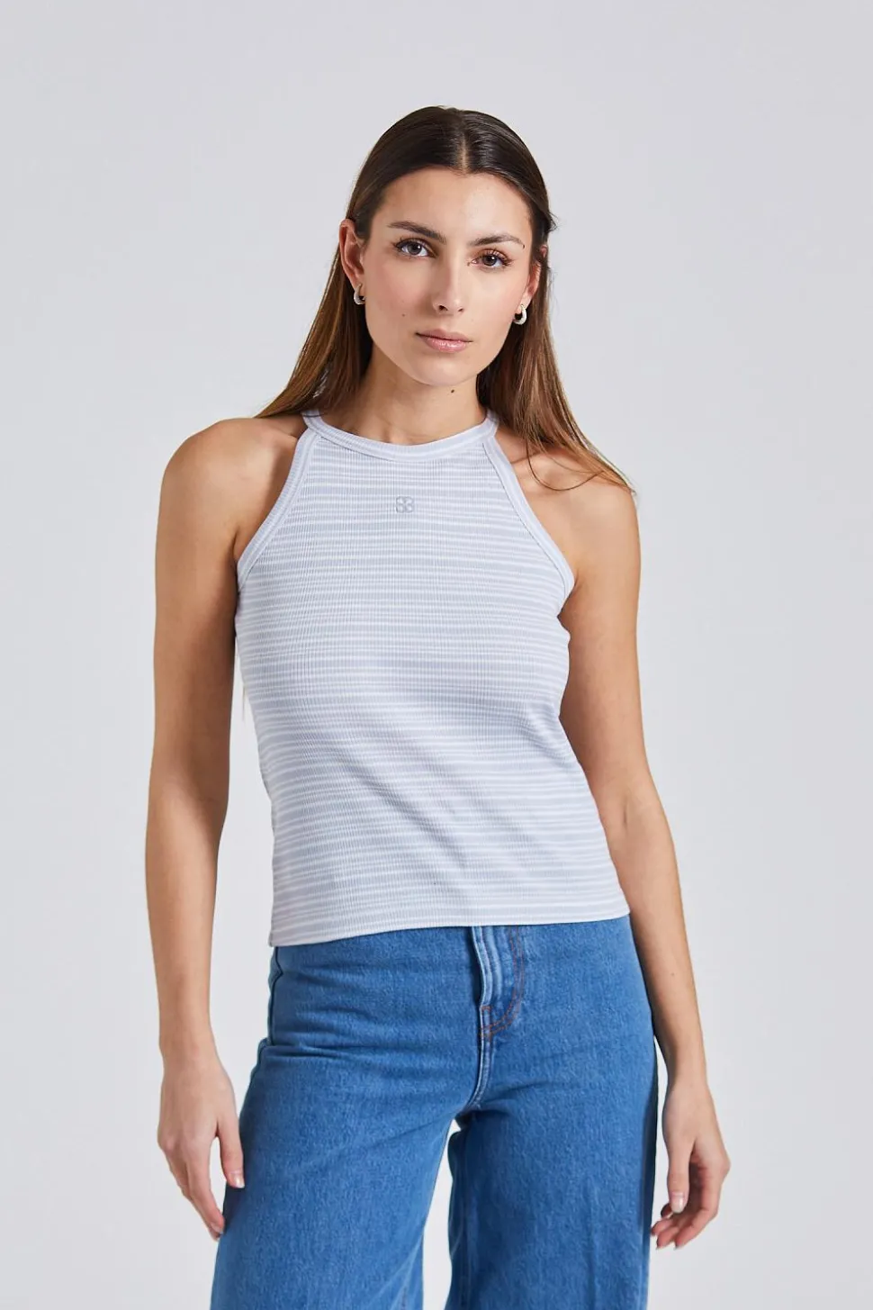 Striped Tank Mist Blue White Stripe