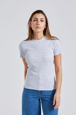 Striped Tee Mist Blue White
