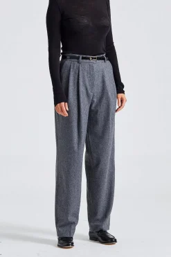 Tailored Double Pleated Suit Grey Melange