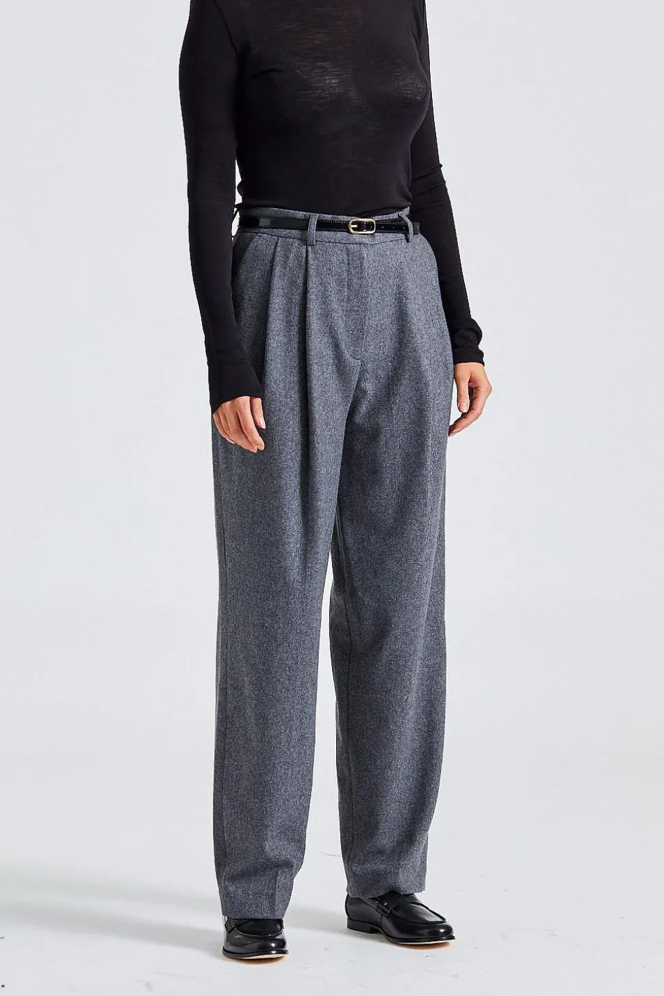 Tailored Double Pleated Suit Grey Melange