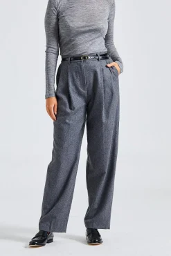 Tailored Double Pleated Suit Grey Melange