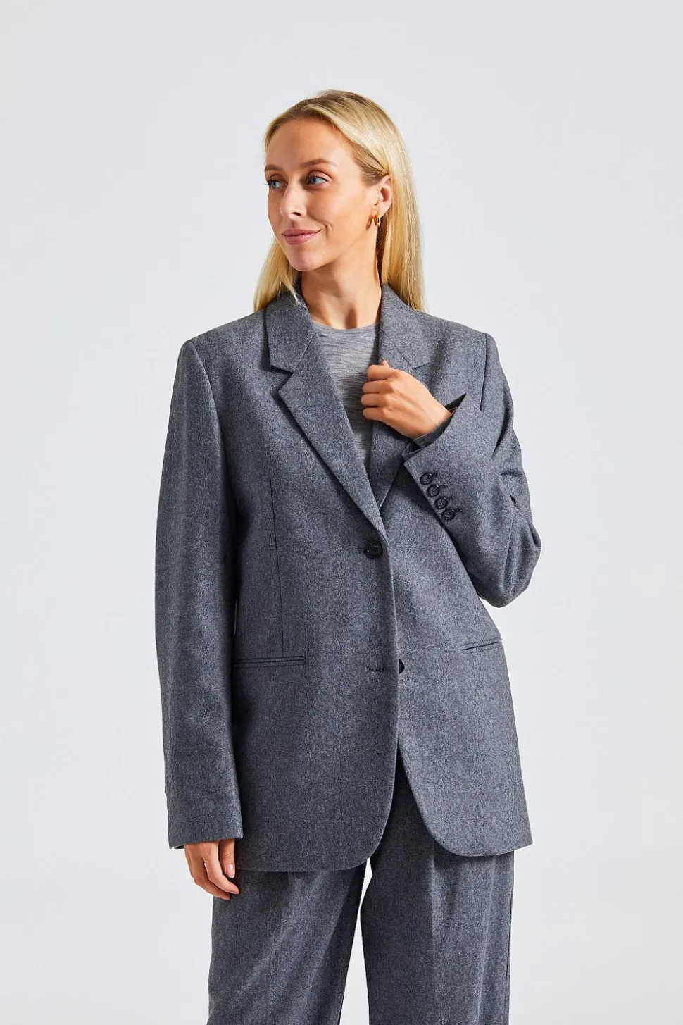 Tailored Suit Jacket Grey Melange