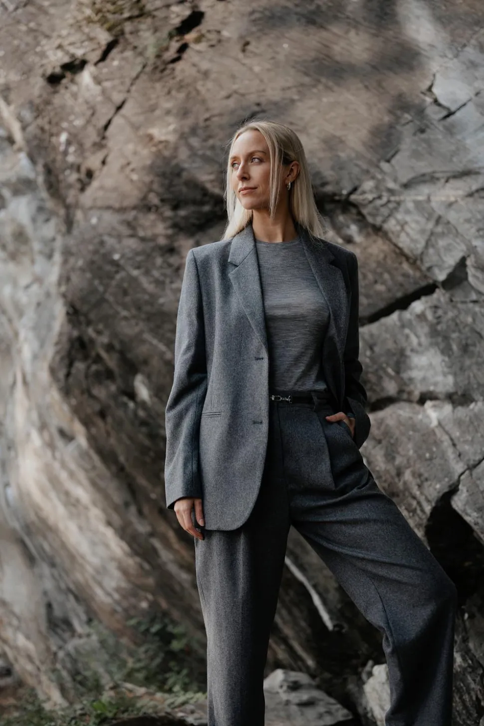 Tailored Suit Jacket Grey Melange
