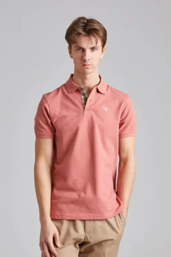 Tartan Pique Polo Shirt Pink Clay