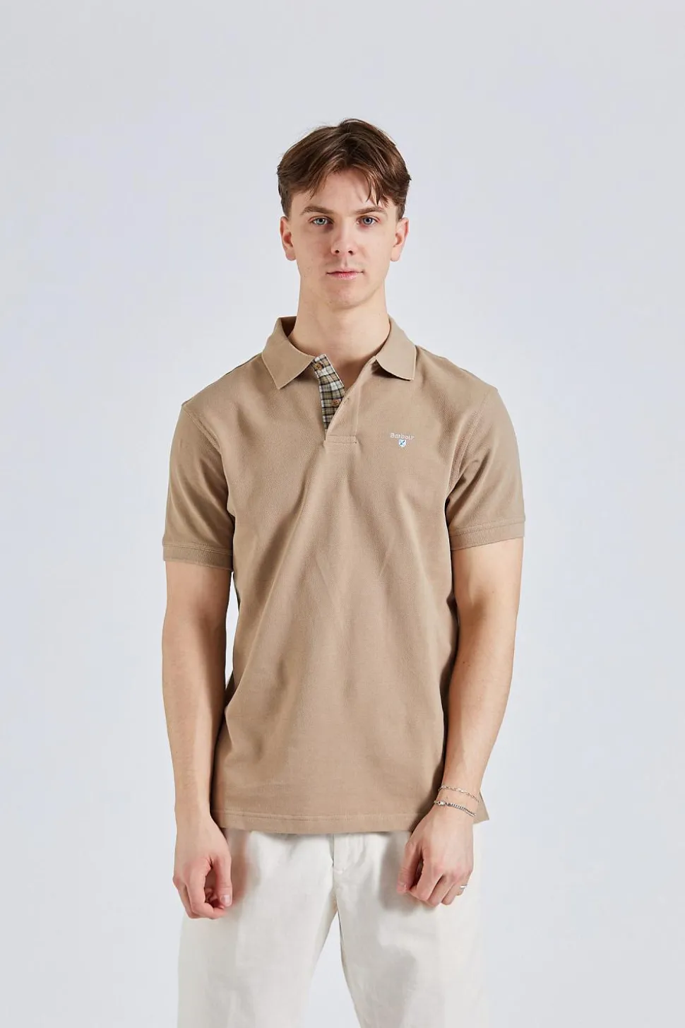 Tartan Piquet Polo Washed Stone