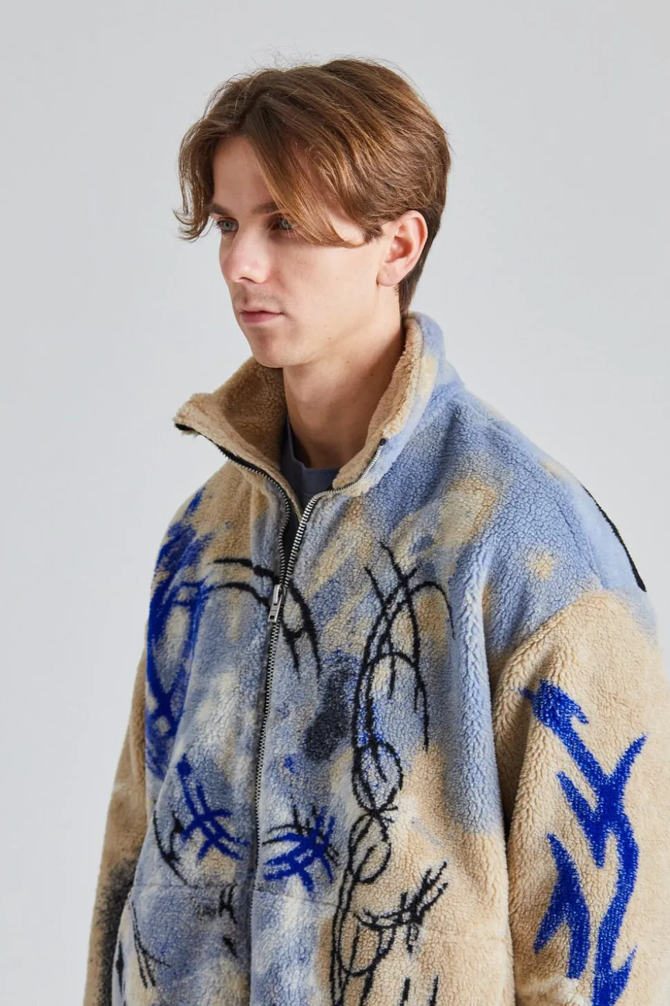 Teddy Jacquard Jacket Beige FN-MN-OUTW001150