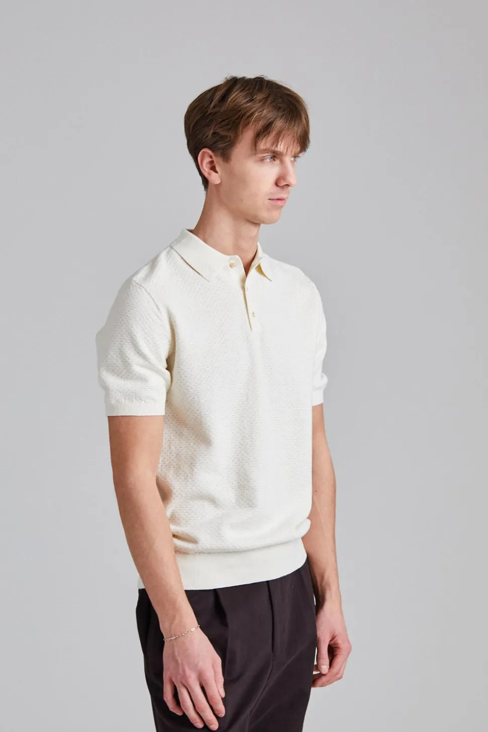 Textured Polo Shirt Off White