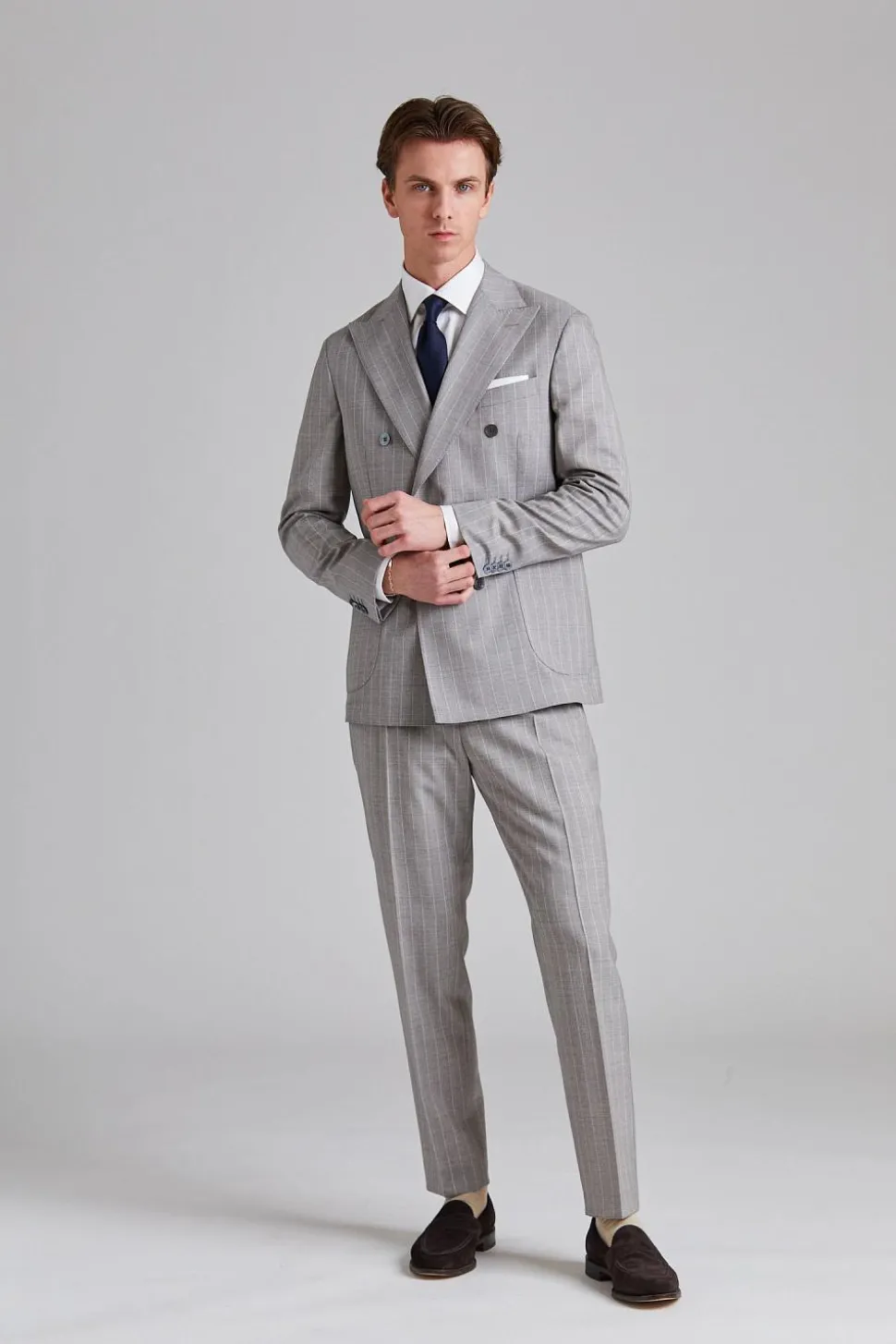 Vicenza Suit Tropical Pinstripe Sand