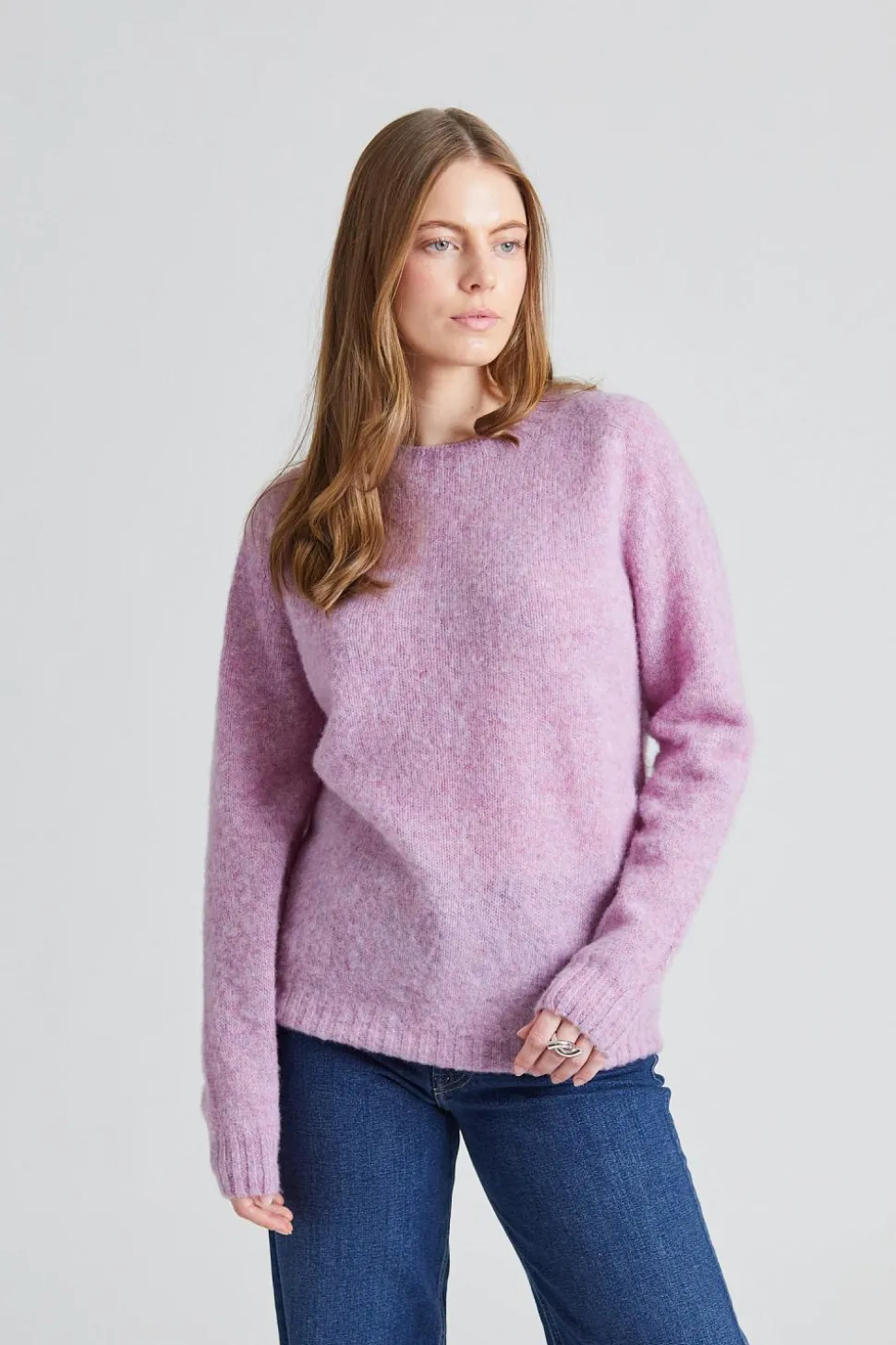 W Shaggy Brush Lambswool Sweater Heather Rose