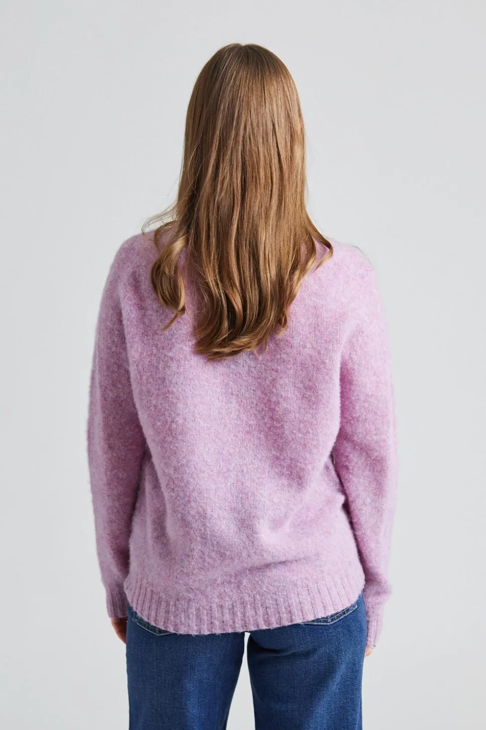 W Shaggy Brush Lambswool Sweater Heather Rose