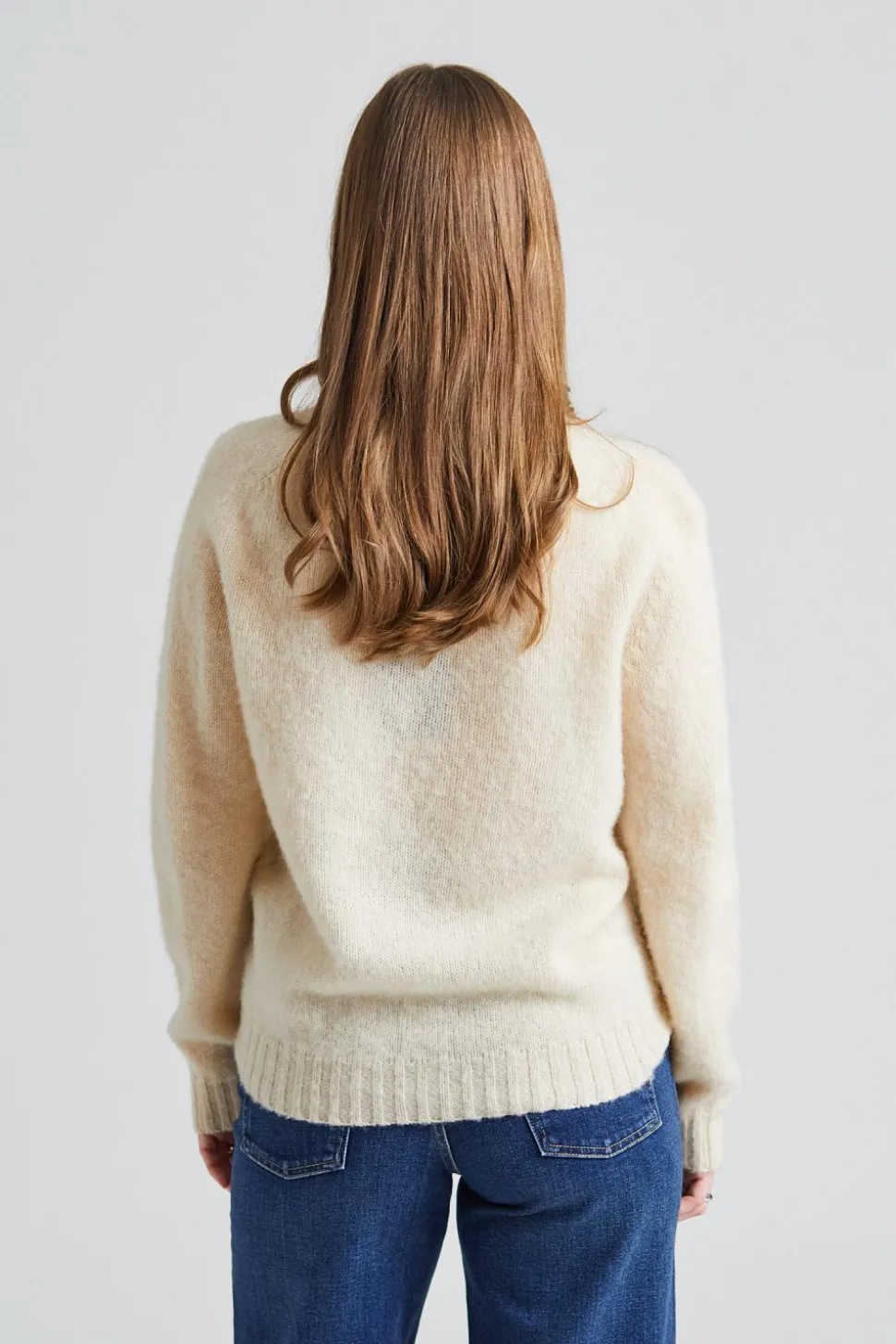 W Shaggy Brush Lambswool Sweater Cream