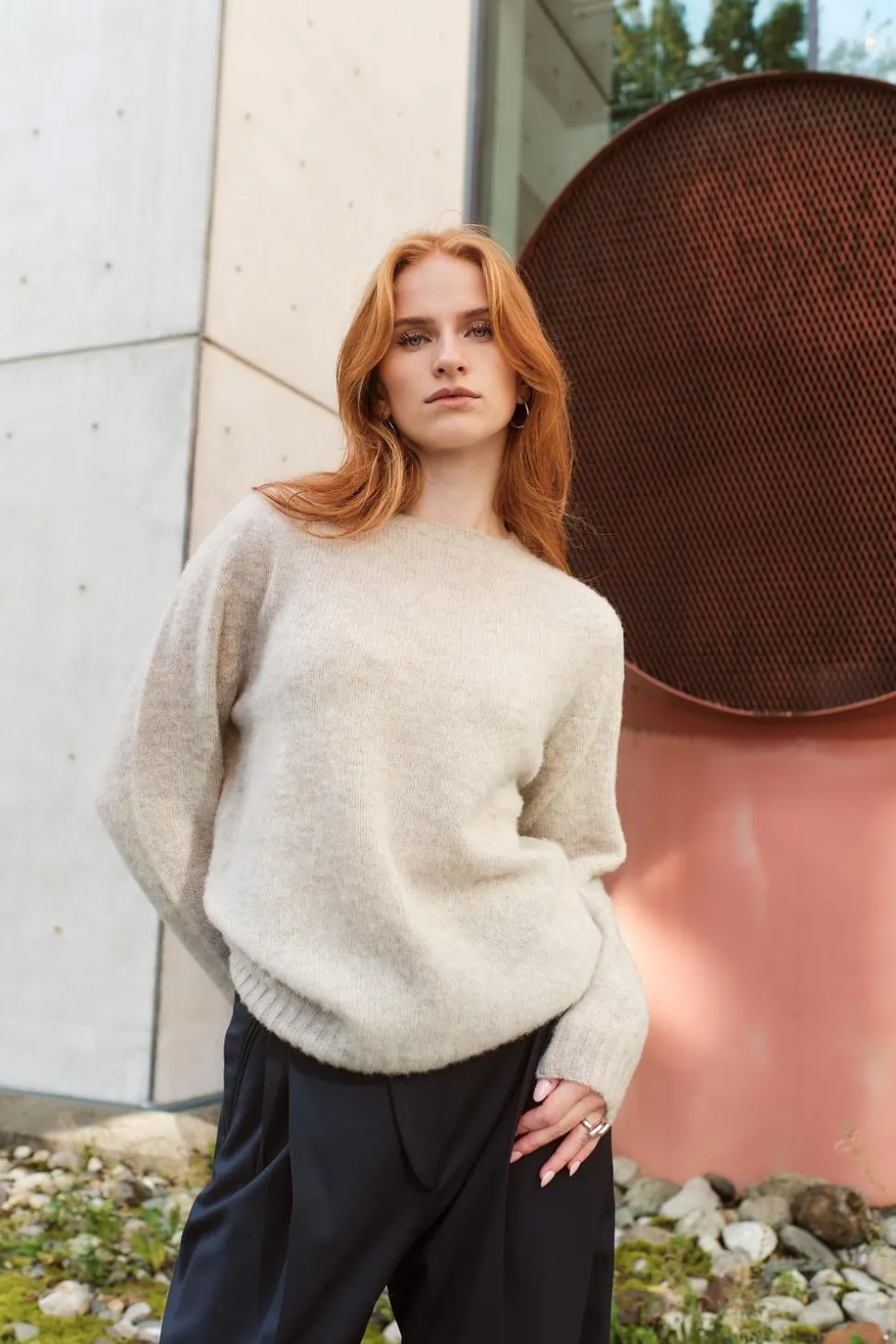 W Shaggy Brush Lambswool Sweater Putty