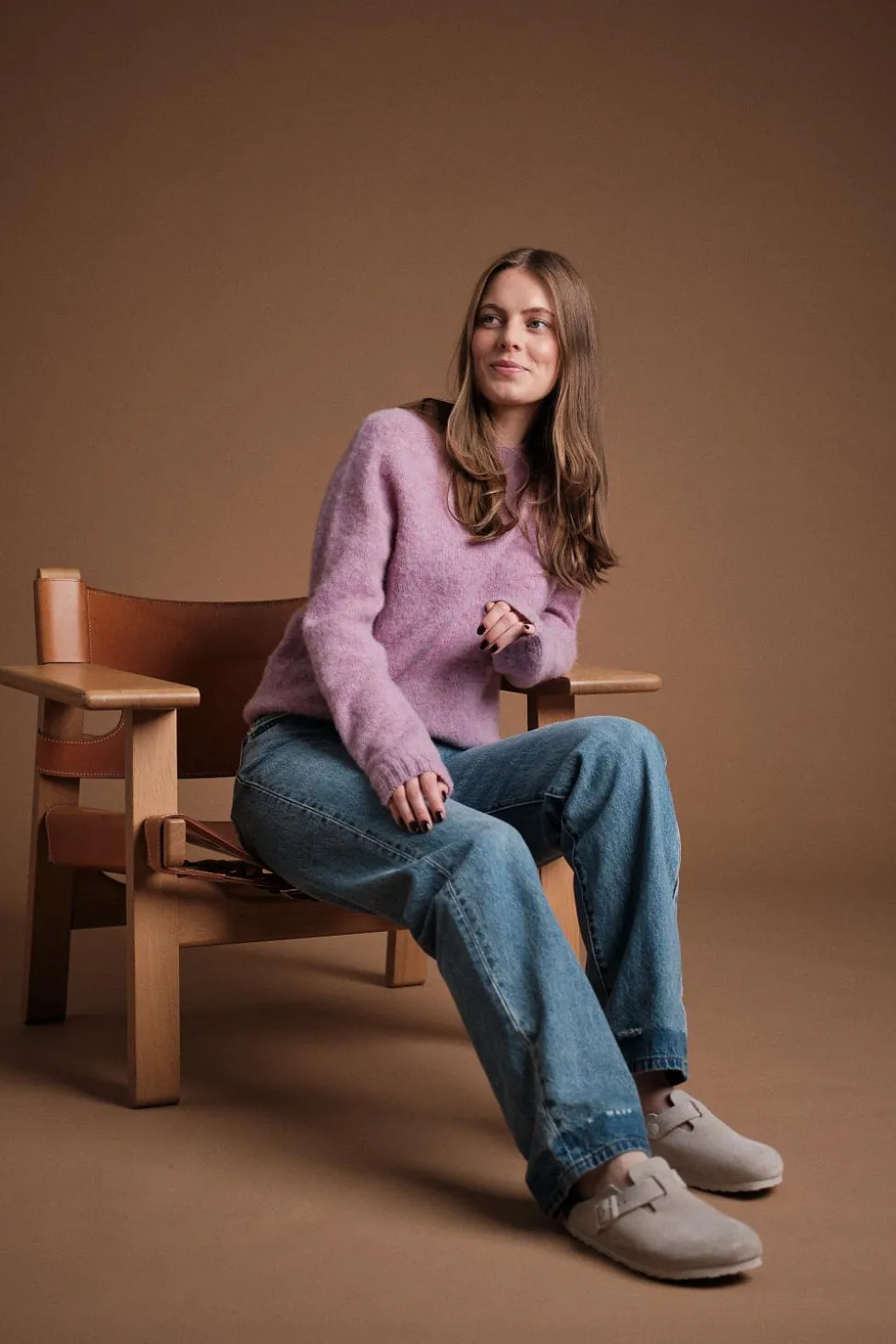 W Shaggy Brush Lambswool Sweater Heather Rose