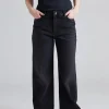 W Wide Jeans Black Washed