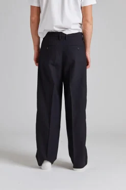 Wide Wool Trousers Black