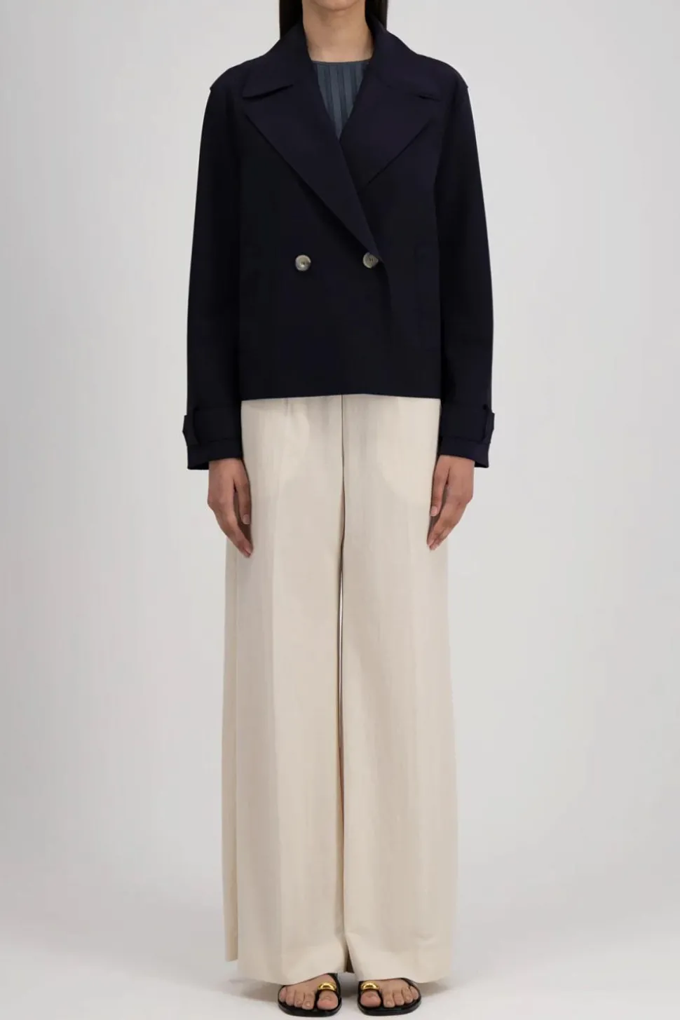 Women Cropped Peacoat Scuba Navy Blue