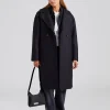 Women Dropped Shoulder D.B. Coat Pressed Wool Black