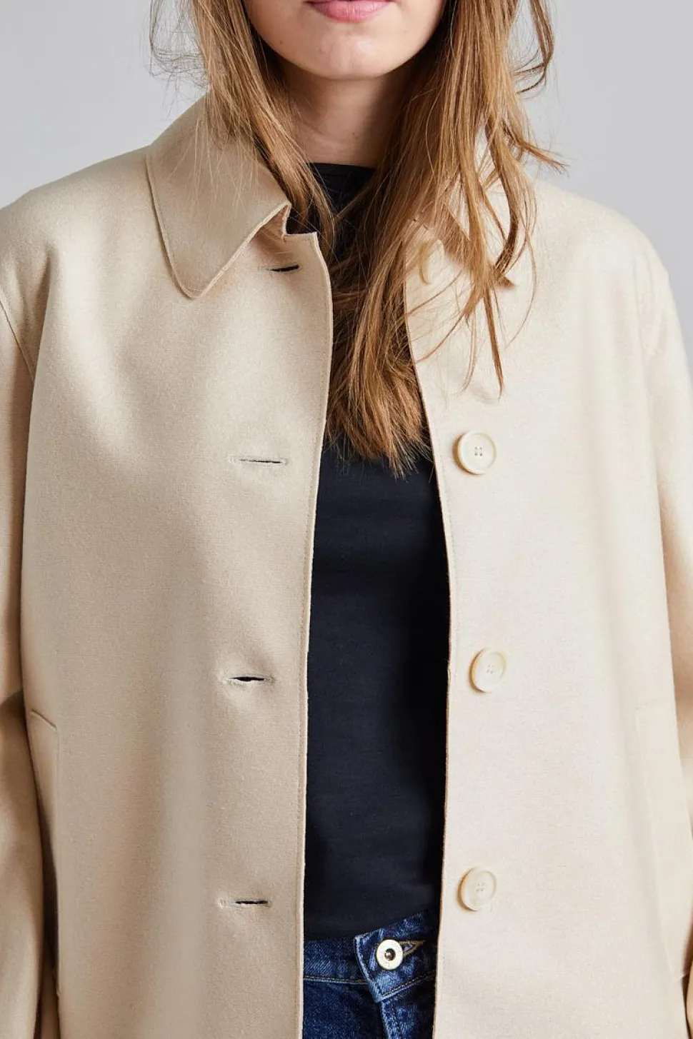 Women Short Loden Light Pressed Wool Cream