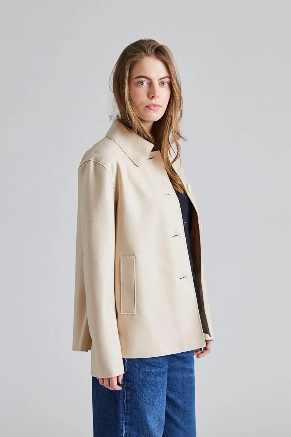 Women Short Loden Light Pressed Wool Cream