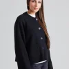 Wool Wide Cardigan Black