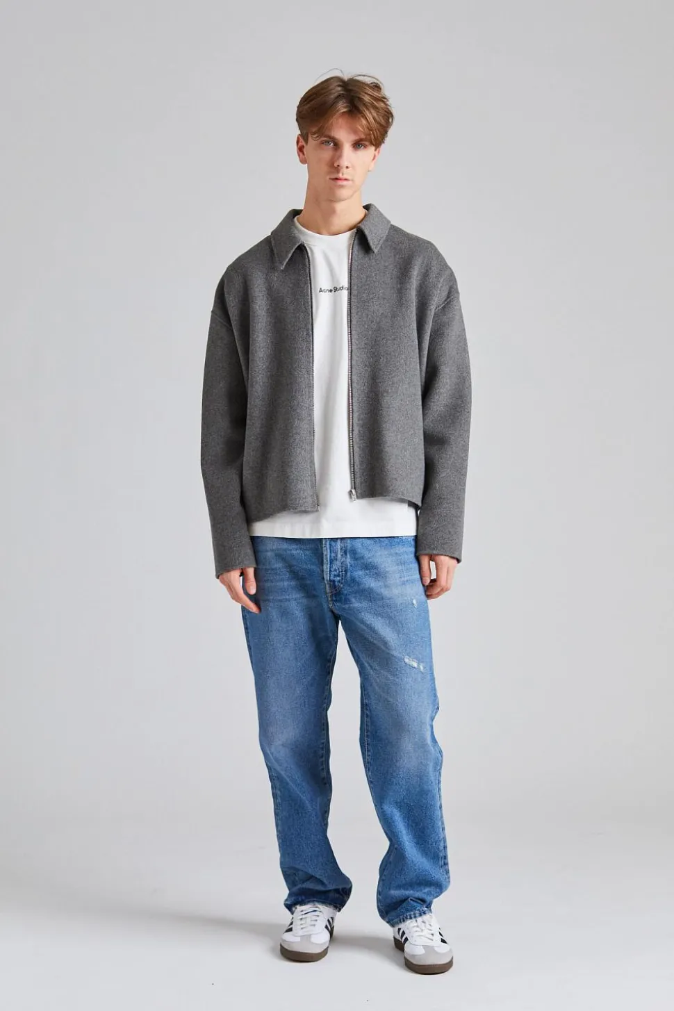 Wool Zipper Jacket FN-MN-OUTW000939 Grey Melange