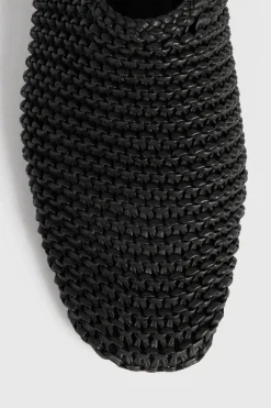Woven Leather Ballerinas Black