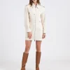 Zip Detail Utility Dress Off White